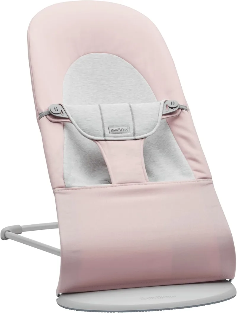BabyBjörn Babysitter Balanço Suave, Tecido/Camisola, Rosa Claro/Cinza