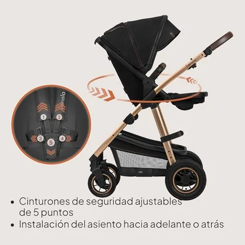 lionelo ▫️ Amber Carrinho de bebé multifuncional 2 em 1 Conjunto de carrinho de passeio com assento tipo cubo e alcofa Guiador ajustável Saco Mosquiteiro Protetor de chuva 3
