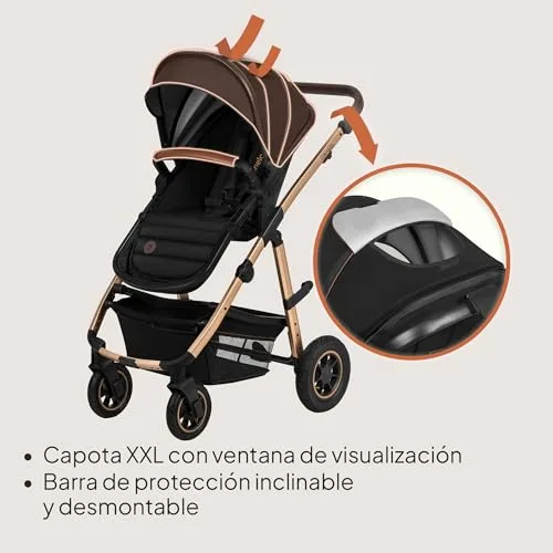 lionelo ▫️ Amber Carrinho de bebé multifuncional 2 em 1 Conjunto de carrinho de passeio com assento tipo cubo e alcofa Guiador ajustável Saco Mosquiteiro Protetor de chuva 4
