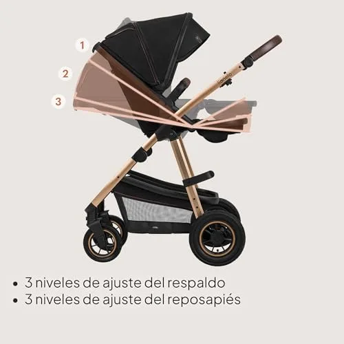 lionelo ▫️ Amber Carrinho de bebé multifuncional 2 em 1 Conjunto de carrinho de passeio com assento tipo cubo e alcofa Guiador ajustável Saco Mosquiteiro Protetor de chuva 5