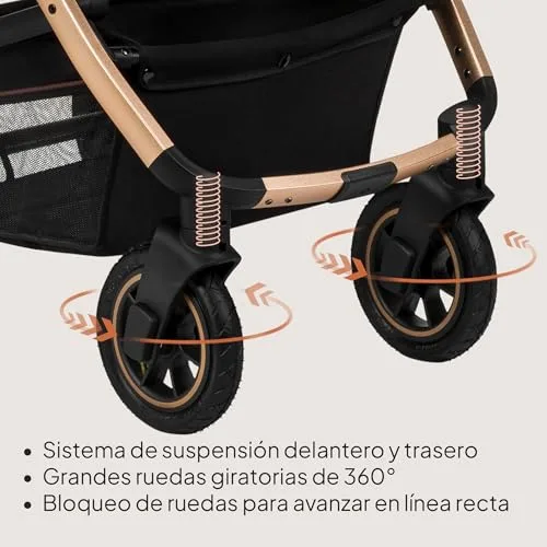 lionelo ▫️ Amber Carrinho de bebé multifuncional 2 em 1 Conjunto de carrinho de passeio com assento tipo cubo e alcofa Guiador ajustável Saco Mosquiteiro Protetor de chuva 6