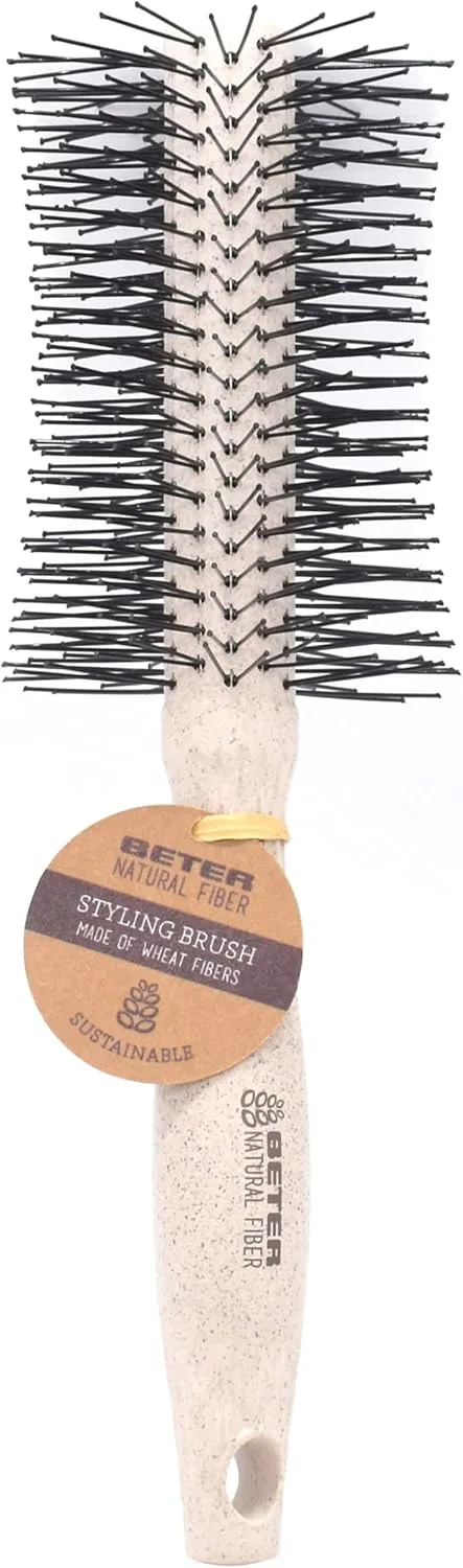 Beter ▫️ Escova redonda Natural Fiber, fabricada à base de fibras de trigo, escova redonda para modelar e alisar sem frizz. Penteado suave e sem puxões, para todos os tipos de cabelo