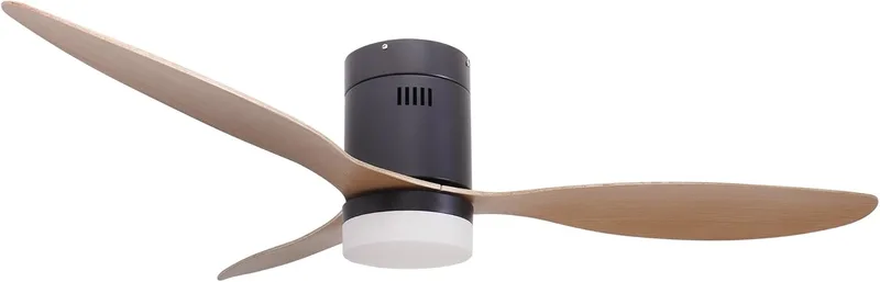 Jocca ▫️ Ventilador de Teto com Luz LED 132 cm, 3 Pás 64 cm, Motor DC Silencioso com 6 Velocidades e Controlo Remoto, Preto