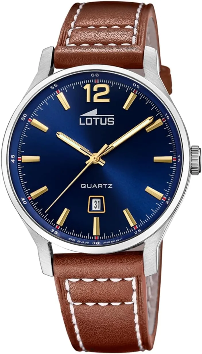 LOTUS ▫️ Relógio para homem 18954/2 Classic Steel, caixa em aço inoxidável 316L prateado, bracelete em pele castanha