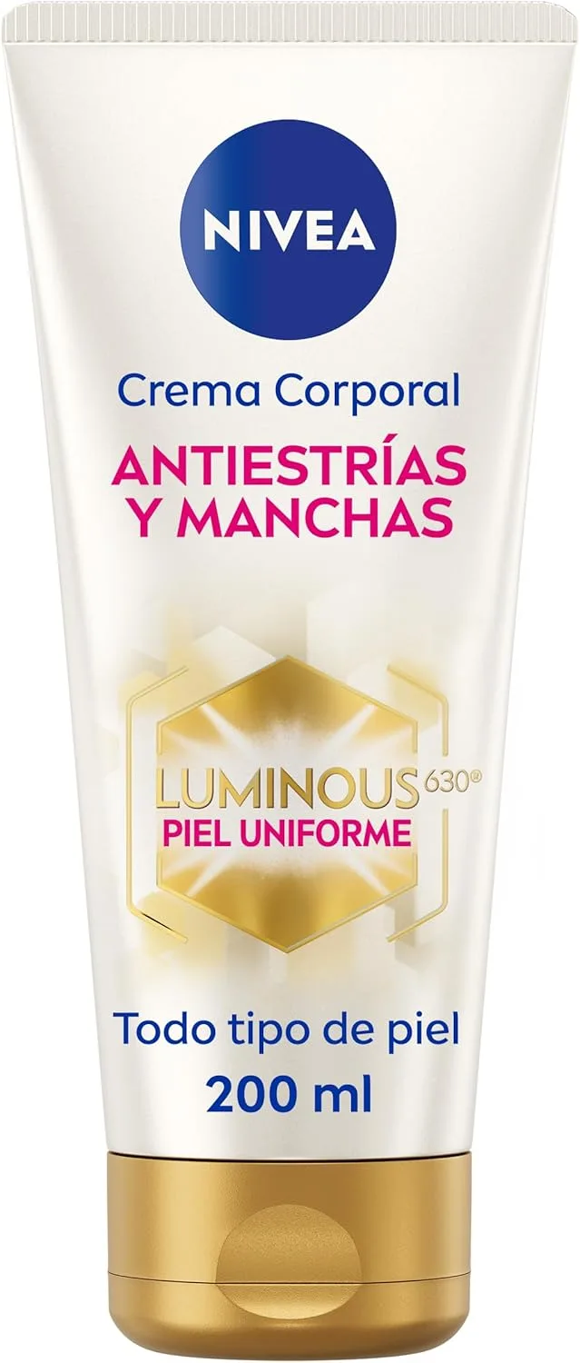 NIVEA ▫️ Luminous 630 Creme corporal anti-estrias e manchas (1 x 200 ml), creme anti-estrias para um tom de pele uniforme, creme hidratante corporal com 48 horas de hidratação