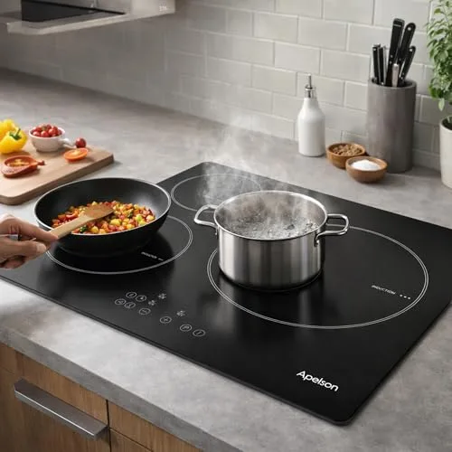 Apelson ▫️ AIT 3602, Placa de indução de 60 cm, 3 zonas, limitador de potência 5