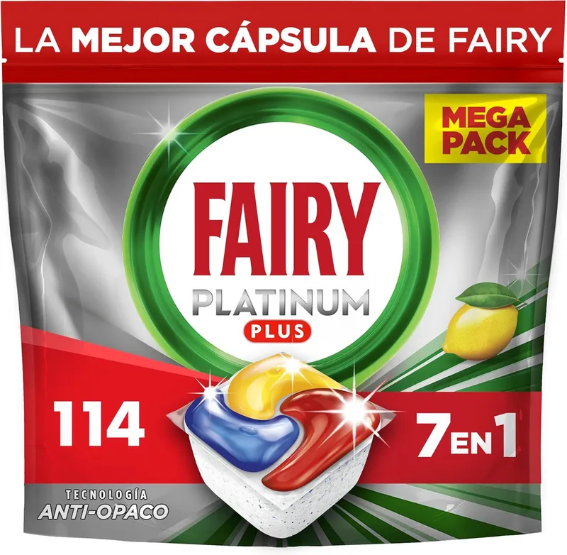 FAIRY ▫️ Platinum Plus Cápsulas para Máquina de Lavar Louça com Aroma a Limão, 6x19 Cápsulas | A nossa melhor limpeza, que deixa a louça como nova, elimina a falta de brilho e evita os resíduos de calcário