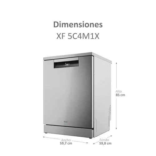 Haier ▫️ I-Pro Shine Série 3 XF 5C4M1X Máquina de lavar louça independente de 60 cm, motor inverter, 15 talheres, terceiro tabuleiro, 8 ciclos, Wi-Fi, Maxi Tub, bloqueio infantil, abertura automática, 44 dB, aço inoxidável 2