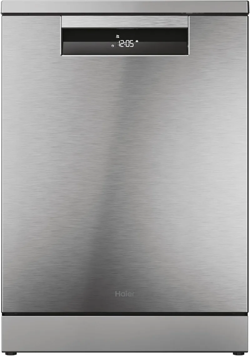 Haier ▫️ I-Pro Shine Série 3 XF 5C4M1X Máquina de lavar louça independente de 60 cm, motor inverter, 15 talheres, terceiro tabuleiro, 8 ciclos, Wi-Fi, Maxi Tub, bloqueio infantil, abertura automática, 44 dB, aço inoxidável