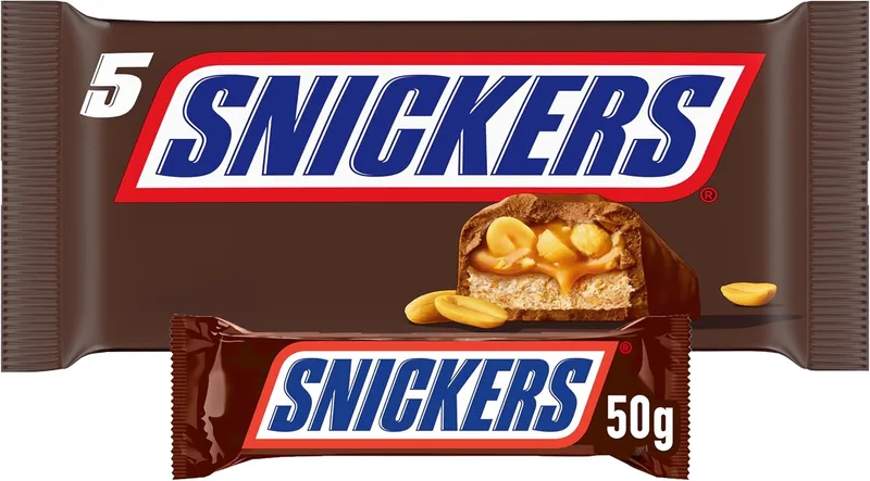 Snickers ▫️ Barras de Chocolate com Leite, Amendoim e Caramelo 5 x 50 g