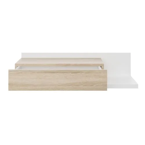 amuéblate online ▫️ Entrada com gaveta e espelho, Móvel de entrada, Modelo Cool, Acabamento em branco-carvalho, Medidas: 75 cm (largura) x 116 cm (altura) x 29 cm (profundidade) 5