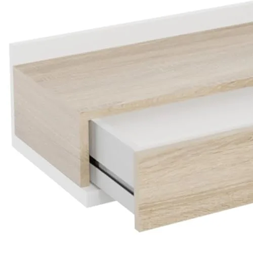 amuéblate online ▫️ Entrada com gaveta e espelho, Móvel de entrada, Modelo Cool, Acabamento em branco-carvalho, Medidas: 75 cm (largura) x 116 cm (altura) x 29 cm (profundidade) 6