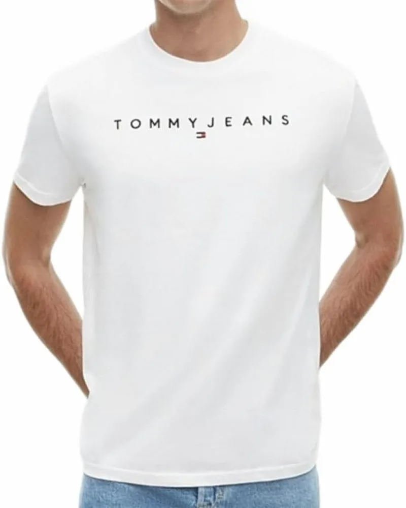 Tommy Jeans ▫️ Camiseta de manga curta para homem com logótipo linear, em algodão