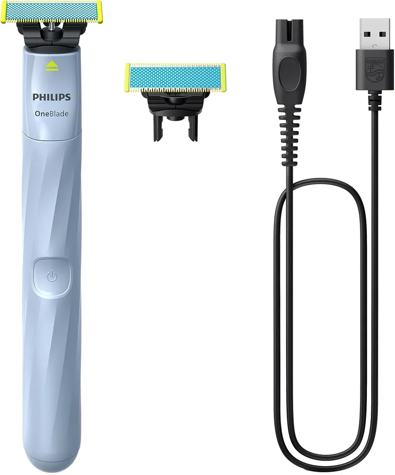 Philips ▫️ OneBlade First Shave Aparador de barba para homem OneBlade First Shave genuíno, 2 lâminas, carregador USB-A sem adaptador de parede, QP1324/30