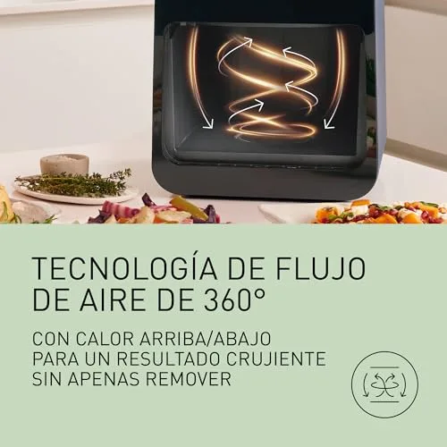 Panasonic ▫️ NF-CC600AXE Fritadeira de ar quente com janela, 6 L, 80-200 °C, temporizador digital e ecrã LCD, vapor suave, 11 predefinições, fácil de limpar, pega preta/azul-escuro e dourado-rosado 6