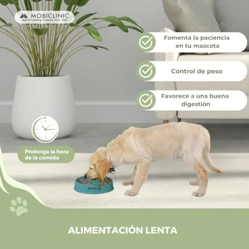 Mobiclinic ▫️ ® Pets, Comedouro lento anti-glutão, para cães, antiderrapante, em forma de espiral, 19,5 x 4,6 x 20,6 cm, bem-estar digestivo, 500 ml, Fácil de limpar, resistente e duradouro, gatos, animais de estimação 3