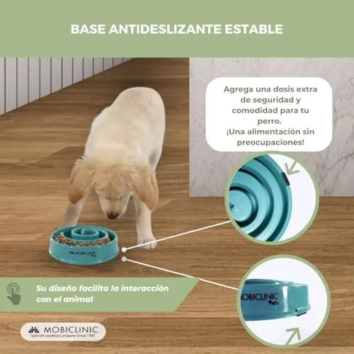 Mobiclinic ▫️ ® Pets, Comedouro lento anti-glutão, para cães, antiderrapante, em forma de espiral, 19,5 x 4,6 x 20,6 cm, bem-estar digestivo, 500 ml, Fácil de limpar, resistente e duradouro, gatos, animais de estimação 4