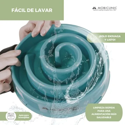 Mobiclinic ▫️ ® Pets, Comedouro lento anti-glutão, para cães, antiderrapante, em forma de espiral, 19,5 x 4,6 x 20,6 cm, bem-estar digestivo, 500 ml, Fácil de limpar, resistente e duradouro, gatos, animais de estimação 5