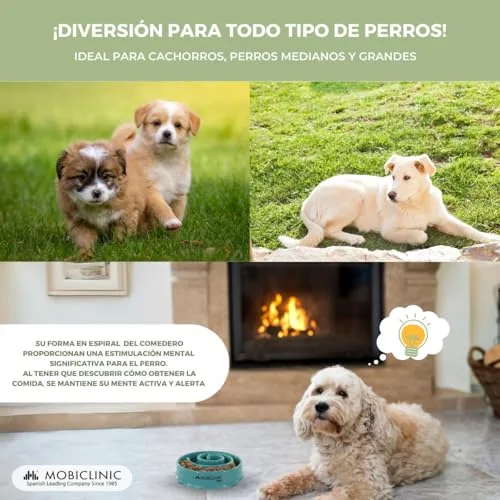Mobiclinic ▫️ ® Pets, Comedouro lento anti-glutão, para cães, antiderrapante, em forma de espiral, 19,5 x 4,6 x 20,6 cm, bem-estar digestivo, 500 ml, Fácil de limpar, resistente e duradouro, gatos, animais de estimação 6