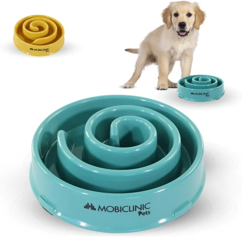 Mobiclinic ▫️ ® Pets, Comedouro lento anti-glutão, para cães, antiderrapante, em forma de espiral, 19,5 x 4,6 x 20,6 cm, bem-estar digestivo, 500 ml, Fácil de limpar, resistente e duradouro, gatos, animais de estimação