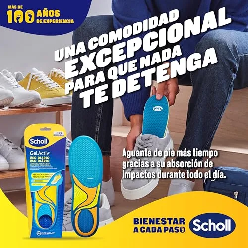 Dr. Scholl's ▫️ Scholl GelActiv para uso diário – Palmilhas de gel com espuma viscoelástica para homem – Antifatiga, amortecimento avançado, espuma viscoelástica e GelWave, compatíveis com todo o tipo de botas ou sapatilhas, tamanhos 40-46,5 2