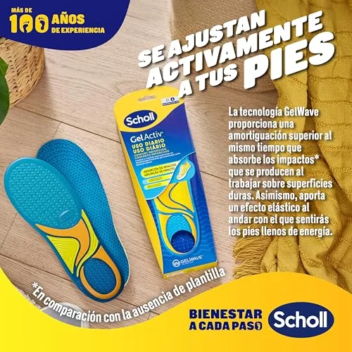 Dr. Scholl's ▫️ Scholl GelActiv para uso diário – Palmilhas de gel com espuma viscoelástica para homem – Antifatiga, amortecimento avançado, espuma viscoelástica e GelWave, compatíveis com todo o tipo de botas ou sapatilhas, tamanhos 40-46,5 3