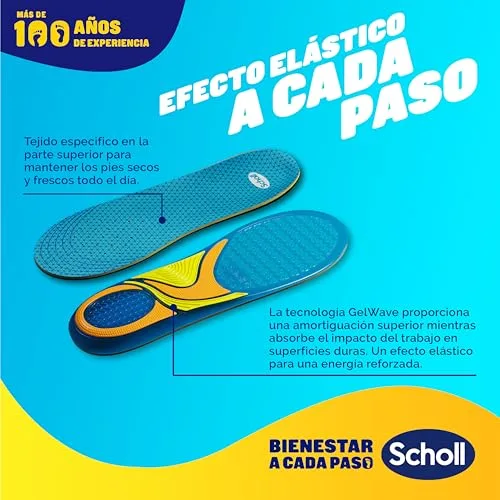 Dr. Scholl's ▫️ Scholl GelActiv para uso diário – Palmilhas de gel com espuma viscoelástica para homem – Antifatiga, amortecimento avançado, espuma viscoelástica e GelWave, compatíveis com todo o tipo de botas ou sapatilhas, tamanhos 40-46,5 5