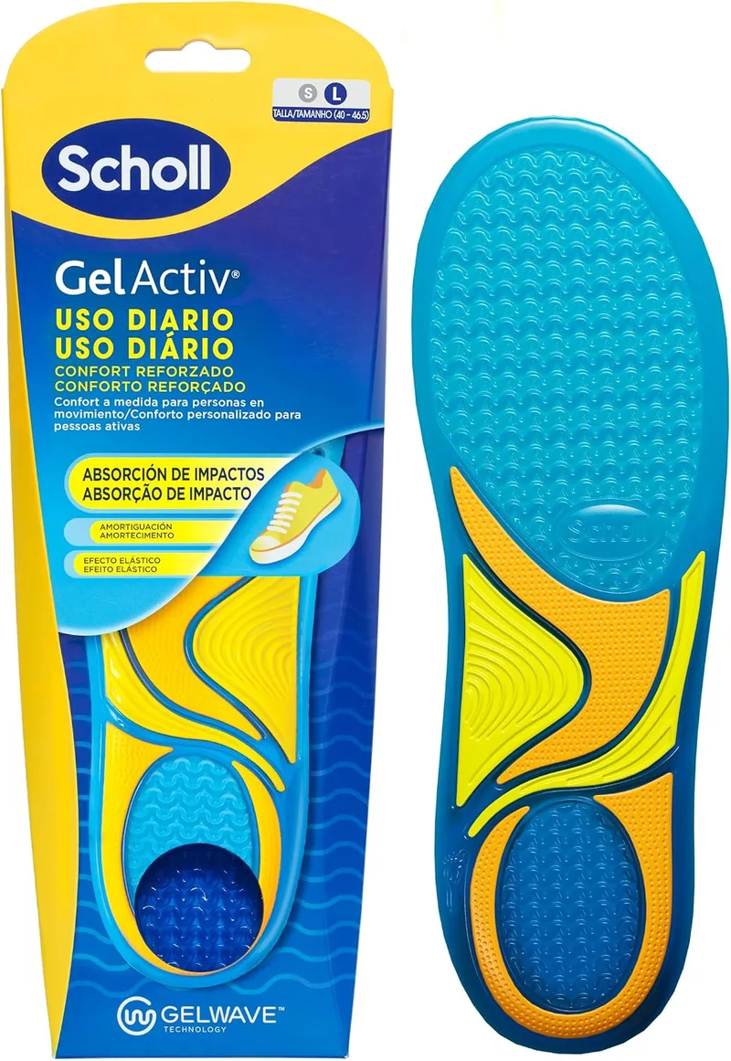 Dr. Scholl's ▫️ Scholl GelActiv para uso diário – Palmilhas de gel com espuma viscoelástica para homem – Antifatiga, amortecimento avançado, espuma viscoelástica e GelWave, compatíveis com todo o tipo de botas ou sapatilhas, tamanhos 40-46,5