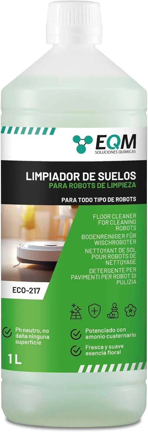 EQM SOLUCIONES QUIMICAS ▫️ EQM-ECO-217 - Produto de limpeza para pisos para robôs de limpeza de pisos, 1 L - Aroma floral