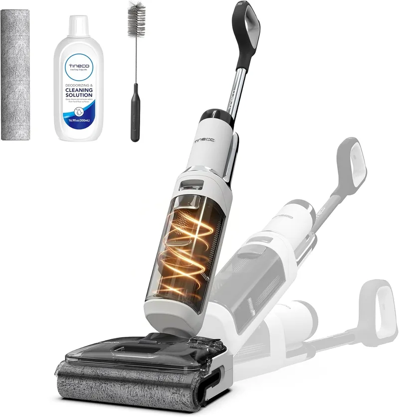 Aspirador a seco e húmido Tineco Floor One Stretch S6, aspirador vertical, posição plana de 180°, design compacto de 13 cm, auto-limpeza a 70 °C em 5 minutos, limpeza em três lados
