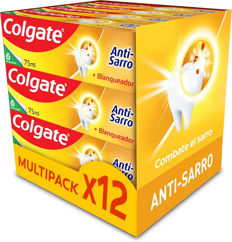 Colgate ▫️ Pasta de dentes Antissarro, embalagem de 12 x 75 ml