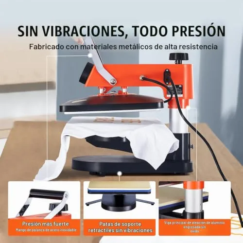 VEVOR ▫️ Máquina de prensagem térmica multifunções 42 x 40 x 39 cm, 5 em 1 para DIY: t-shirts, chapéus, canecas 5