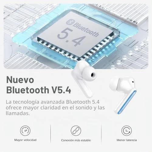 xinwld ▫️ Auscultadores sem fios Auscultadores intra-auriculares Bluetooth 5.3 com 4 microfones HD, Auscultadores sem fios estéreo Hi-Fi, 40 horas de reprodução, Auscultadores intra-auriculares desportivos com classificação IP7 à prova de água, USB-C, azul claro 2