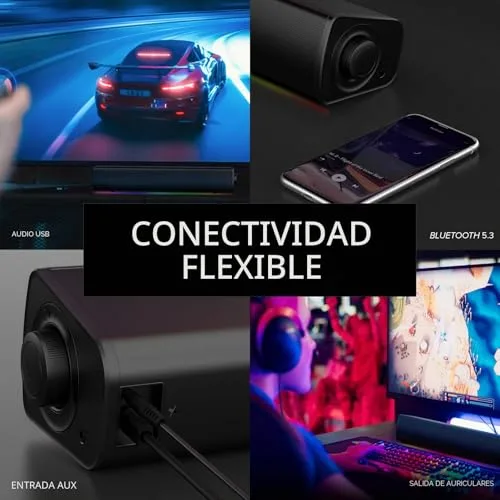 CREATIVE ▫️ Sound Blaster GS3 (Nero) Barra de som compacta para jogos com RGB e tecnologia SuperWide, alimentação via USB, Bluetooth 5.4 6