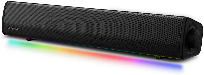 CREATIVE ▫️ Sound Blaster GS3 (Nero) Barra de som compacta para jogos com RGB e tecnologia SuperWide, alimentação via USB, Bluetooth 5.4