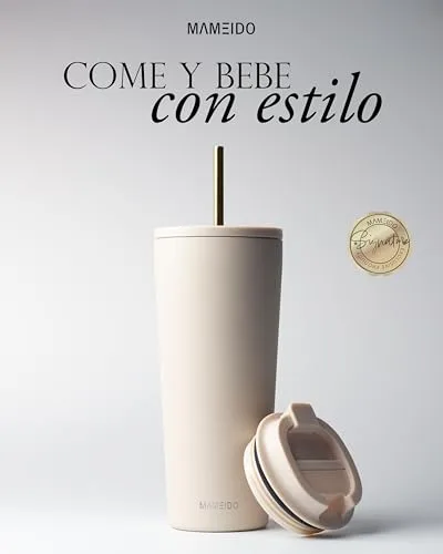 MAMEIDO ▫️ Garrafa térmica para café com palhinha 700 ml (Bege Marfim) 2