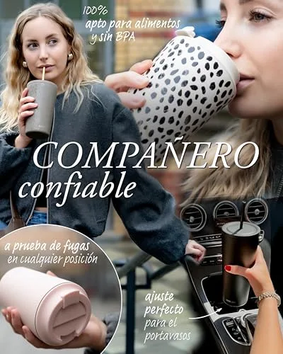 MAMEIDO ▫️ Garrafa térmica para café com palhinha 700 ml (Bege Marfim) 4