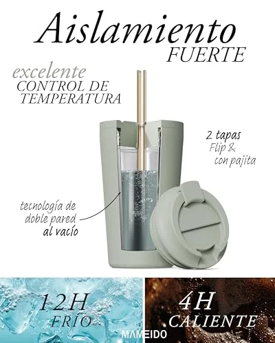 MAMEIDO ▫️ Garrafa térmica para café com palhinha 700 ml (Bege Marfim) 5