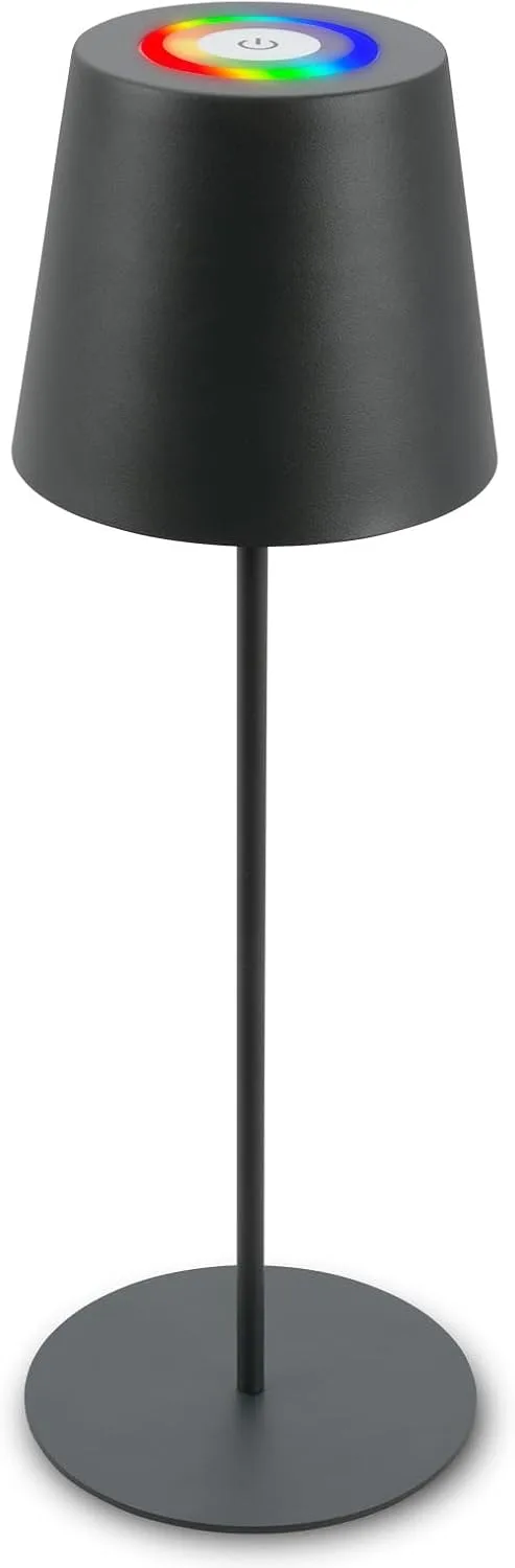 Briloner ▫️ Candeeiro de secretária LED sem fios com comando tátil, luz RGB+W colorida, altura ajustável, candeeiro de mesa de cabeceira, candeeiro de campismo, para exterior, 36 x 10,5 cm, antracite