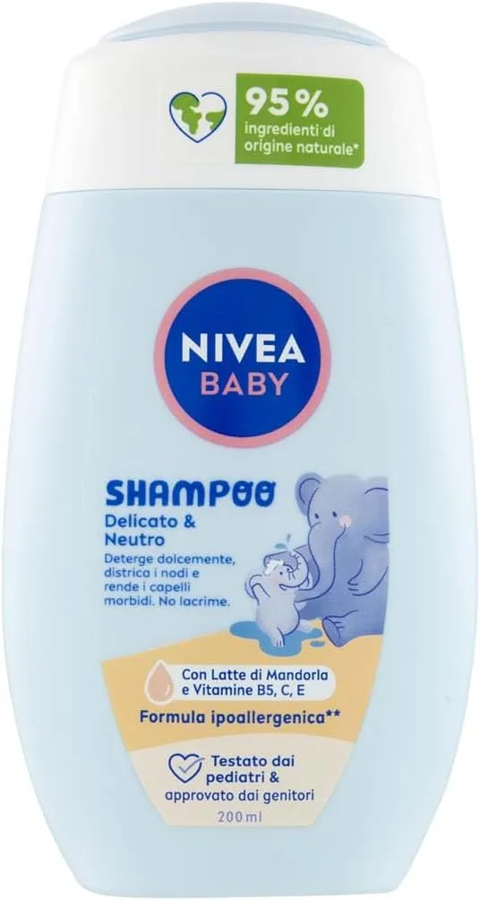NIVEA ▫️ Baby Champô suave e neutro de 200 ml, com proteção contra as lágrimas, sem sulfatos, para um cabelo macio e sem emaranhados