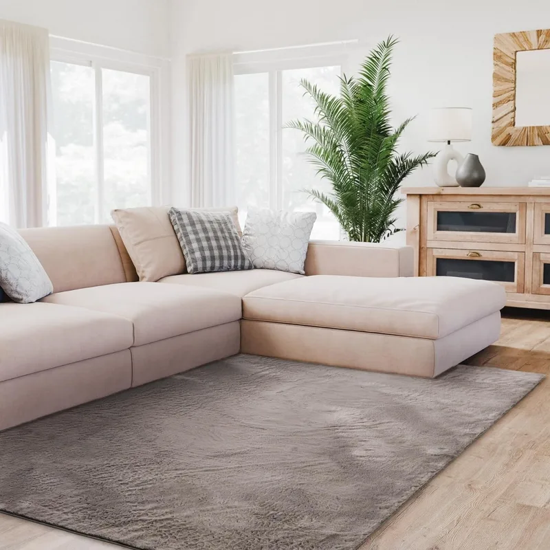 Interiyou ▫️ Fargo Shaggy Short Pile Lounge Rug - 80x150 cm Cinzento - Pelúcia sintética fofa - Lavável e não escorregadio - Textura curta e macia