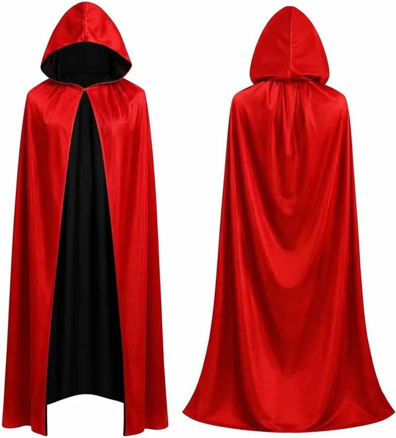 FASCHINFEVER ▫️ Capa de vampiro com capuz para o Halloween – Fato para crianças e adultos, carnaval e festas de máscaras – Tamanho único