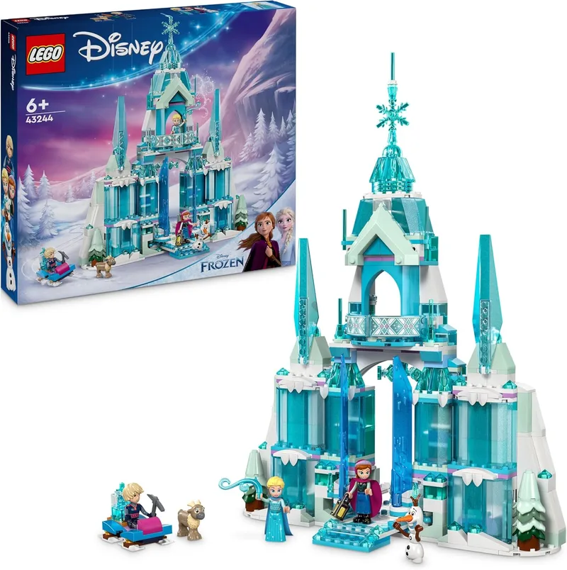 LEGO | Disney Princess Frozen Elsa's Ice Palace Toy Castle, Elsa e Anna Mini Dolls e Kristoff Doll, Presente de Fantasia para Raparigas e Rapazes a partir dos 6 anos, Figura de Rena 43244