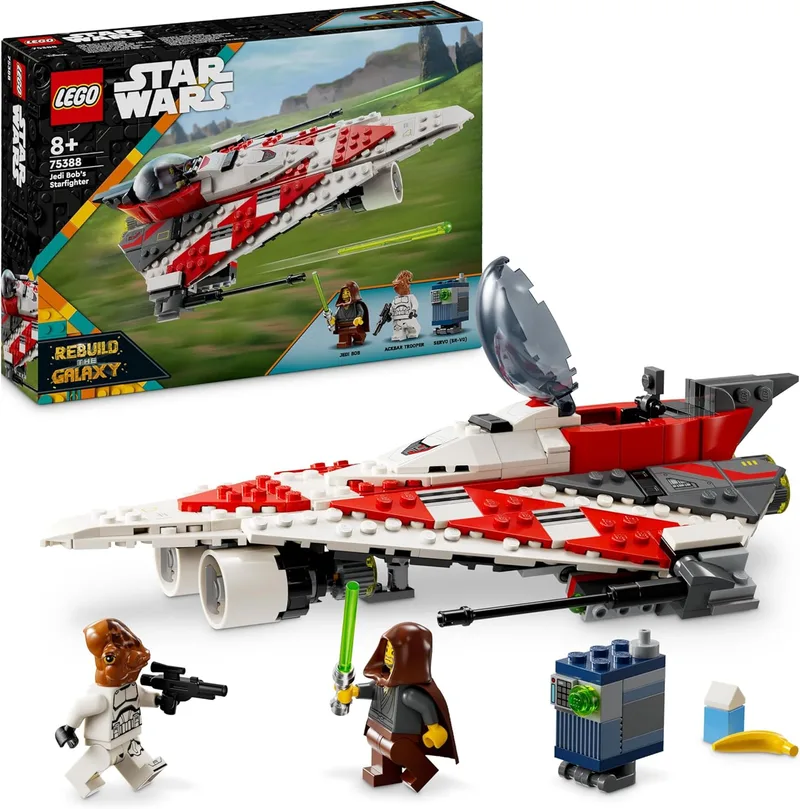 LEGO ▫️ Star Wars Caça Estelar do Jedi Bob, Maquete de Nave, Brinquedo de Construção para Coleção, Minifiguras de Personagens, Presente de Aniversário para Meninos, Meninas e Fãs a partir dos 8 Anos 75388