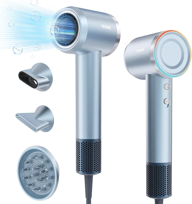YASHE ▫️ Secador de cabelo iónico motor sem escovas de alta velocidade de 110 000 RPM, secagem rápida e silenciosa a 22 m/s, secador de cabelo profissional de 1600 W, 1 difusor e 2 bicos concentradores