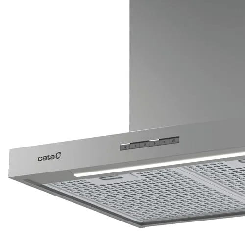 Cata ▫️ Sygma 6010 X Exaustor decorativo de parede de 60 cm, 802 m³/h, 4 velocidades 3+1 Turbo, controlo eletrónico, faixa LED regulável, Classe A, aço inoxidável 5