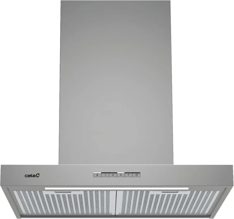 Cata ▫️ Sygma 6010 X Exaustor decorativo de parede de 60 cm, 802 m³/h, 4 velocidades 3+1 Turbo, controlo eletrónico, faixa LED regulável, Classe A, aço inoxidável