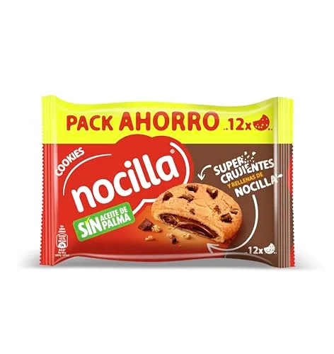 Nocilla ▫️ Cookies, Original, Bolachas com pedaços de chocolate recheadas com creme de cacau e avelãs - Embalagem de 12 unidades - 240 g 2