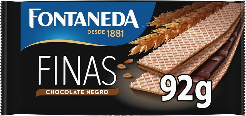 Fontaneda ▫️ Finas, Bolachas Recheadas com Chocolate Preto - 9 Bolachas, 92 g