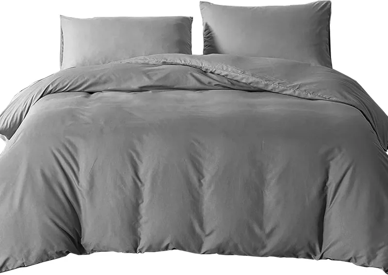 Good Nite ▫️ Conjunto de capa de edredão individual com 2 fronhas, microfibra de poliéster macia (cinzento escuro)